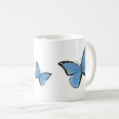 Bleu papillon en céramique Mug (Devant droit)