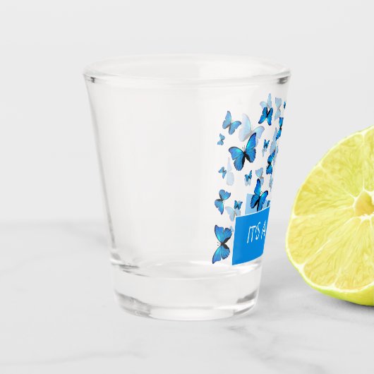 Bleu papillon en verre tourné (Gauche)