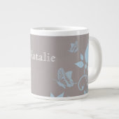 Bleu papillon floral Jumbo Mug (Devant droit)