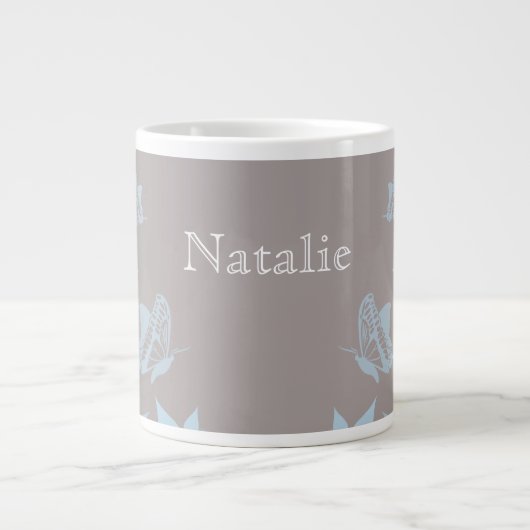 Bleu papillon floral Jumbo Mug (Devant)