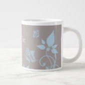 Bleu papillon floral Jumbo Mug (Droite)