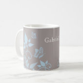 Bleu papillon floral Mug (Devant gauche)
