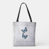 Bleu papillon Floral Sac fourre-tout personnalisé (Dos)