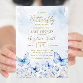 Bleu papillon Garden Baby shower Invitation
