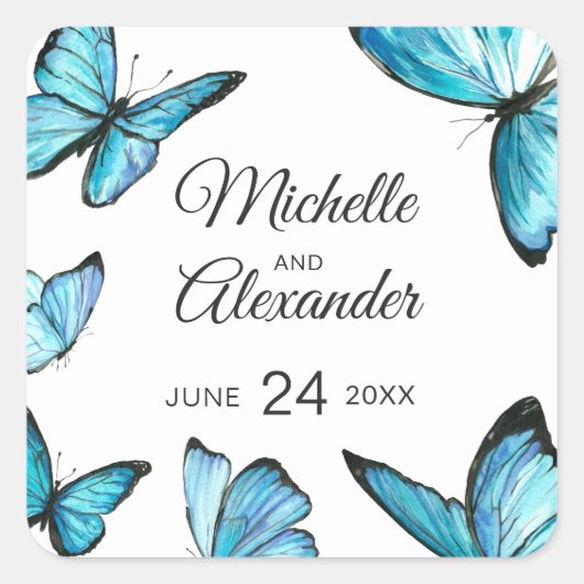 Bleu papillon Monogram Classic Sticker (Devant)