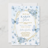 Bleu papillon Quinceanera Invitation (Devant)