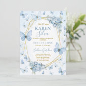 Bleu papillon Quinceanera Invitation (Debout devant)