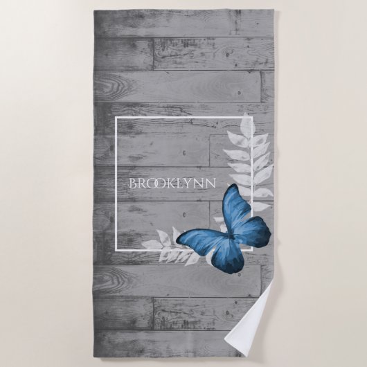Bleu Papillon Rustic Beach Serviette (Devant)