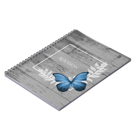 Bleu papillon Rustique Carnet personnalisé (Côté gauche)