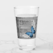 Bleu Papillon Rustique verre personnalisé (Dos)