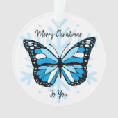Bleu papillon sur un flocon de neige Noël (devant)