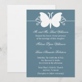 Bleu papillon tourbillonne Mariage Invitation (Devant / Derrière)