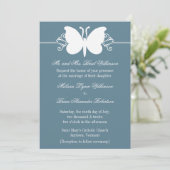 Bleu papillon tourbillonne Mariage Invitation (Debout devant)