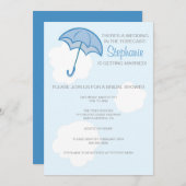 Bleu parapluie nuptiale de douche Invitation (Devant / Derrière)