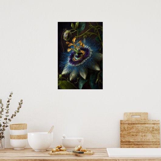 Bleu Passion Flower Art Imprimer Poster (Cuisine)