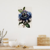 Bleu Passion Flower Art Imprimer Poster (Cuisine)