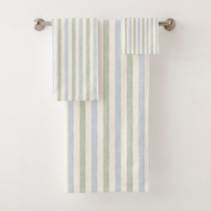 Bleu pastel et vert sauge rayé Boho Maison de camp
