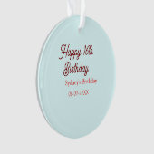 Bleu pastel rouge joyeux 16e anniversaire nom date (devant)