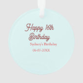 Bleu pastel rouge joyeux 16e anniversaire nom date (dos)