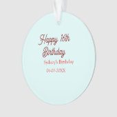 Bleu pastel rouge joyeux 16e anniversaire nom date (devant)