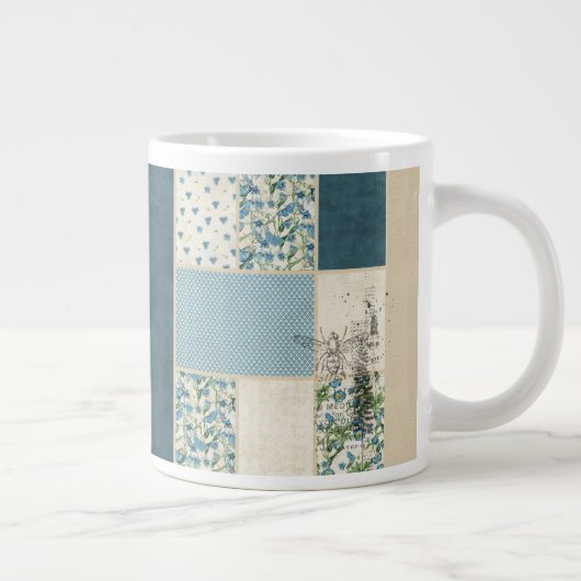 Bleu Patchwork Custom Jumbo Mug (Droite)