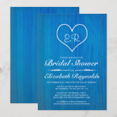 Bleu Pays Douche nuptiale invitations (Devant / Derrière)