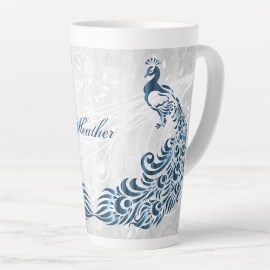 Bleu Peacock Latte Mug personnalisé (Angle droit)