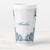 Bleu Peacock Latte Mug personnalisé (Devant)