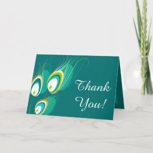 Bleu Peacock plié Carte de remerciements