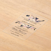 Bleu & Pêche rose Floral Printemps Invitation de m (Poser)