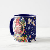 Bleu personnalisé Joyeux Noël HO! HO! HO! HO! Mug (Devant gauche)