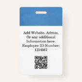 Bleu personnalisé Nom de l'employé Badge avec phot (Dos)