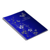Bleu personnalisé, papillon gris Carnet floral (Côté Droit)