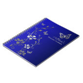 Bleu personnalisé, papillon gris Carnet floral (Côté gauche)