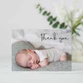 Bleu Photo Bébé Garçon Douche Merci élégant (Debout devant)