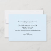 Bleu Photo Bébé Garçon Douche Merci élégant (Dos)