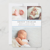 Bleu | Photo Collage Faire-part de naissance (Devant)