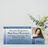 Bleu Photo Graduation Billet Invitations (Debout devant)
