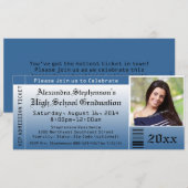 Bleu Photo Graduation Billet Invitations (Devant / Derrière)