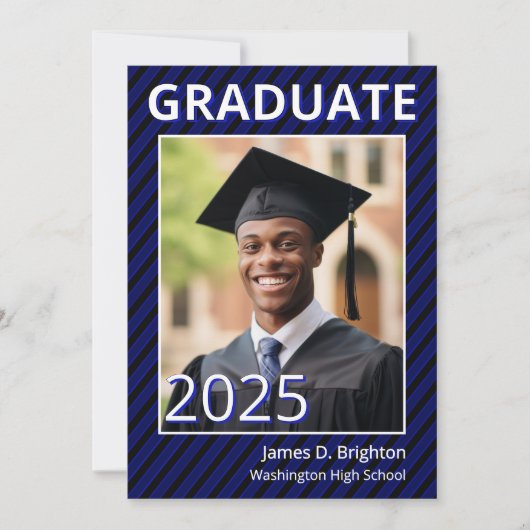 Bleu Photo Graduation Invitation (Devant)