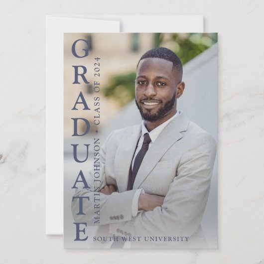 Bleu Photo Graduation Invitation (Devant)