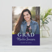 Bleu Photo Graduation Party Invitation (Debout devant)