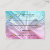 Bleu Pink Satin Gold Certificat cadeau (Dos)