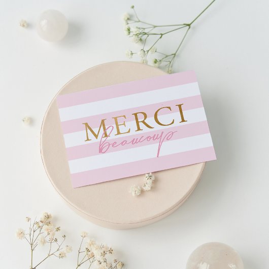Bleu Pink Stripes Merci Plier Merci Cartes De Reme