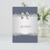 Bleu Pinstripe Bleu Argent Bébé Douche garçon RSVP (Debout devant)