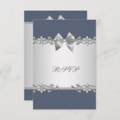 Bleu Pinstripe Bleu Argent Bébé Douche garçon RSVP (Devant / Derrière)