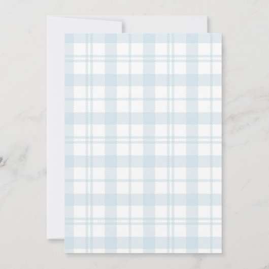 Bleu Plaid Bow Invitation Anniversaire (Dos)