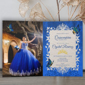 Bleu plié Quinceanera Butterfly Invitation