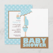 Bleu Pois Baby Shower Invitations (Devant / Derrière)