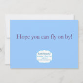 Bleu Polka point Papillon Invitation d'anniversair (Dos)